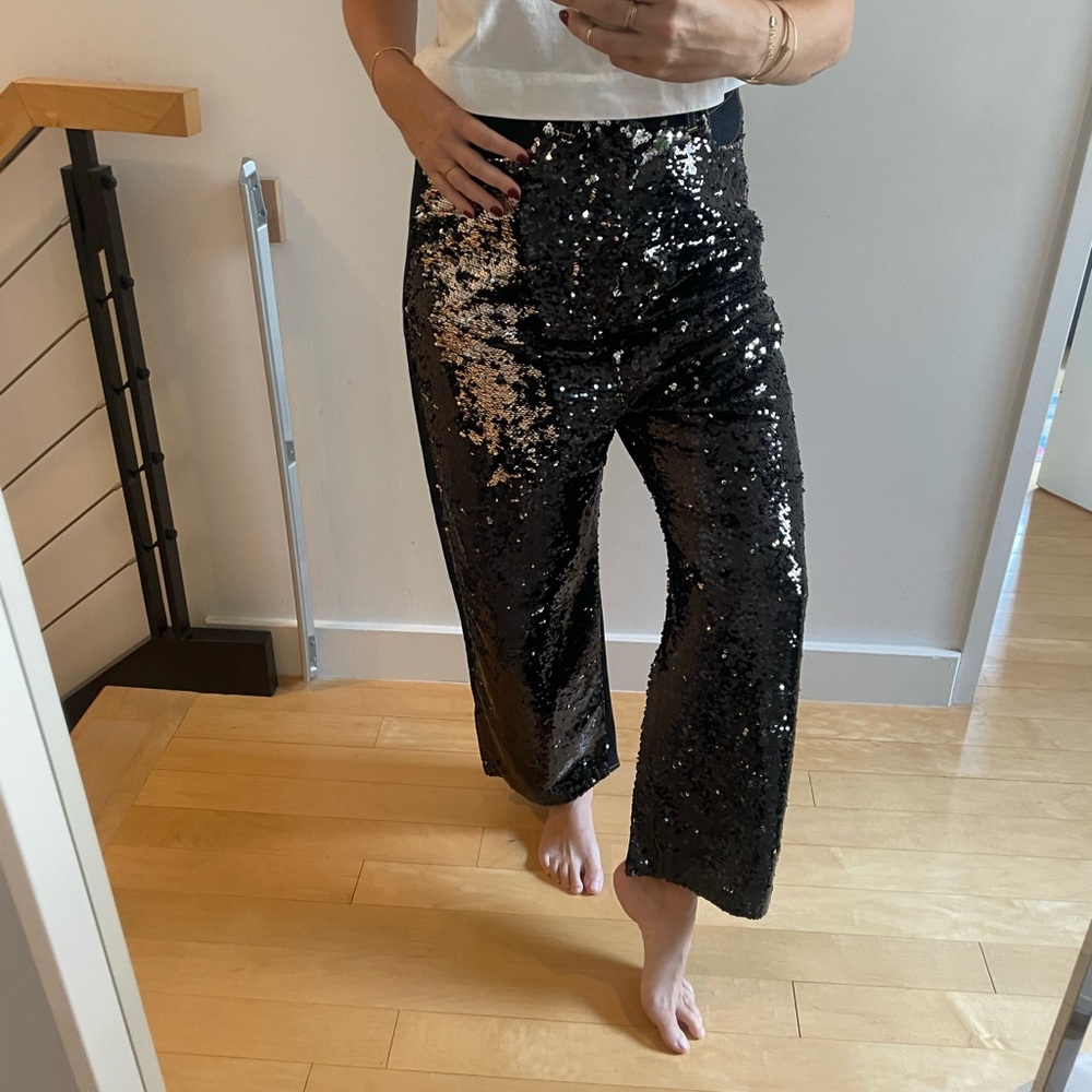 Golden Goose Black & Silver Sequin Cropped Jeans